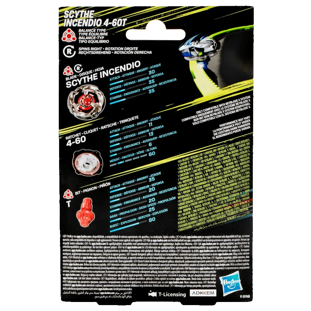 Beyblade X - Starter Pack Top and Launcher - Scythe Incendio 4-60T