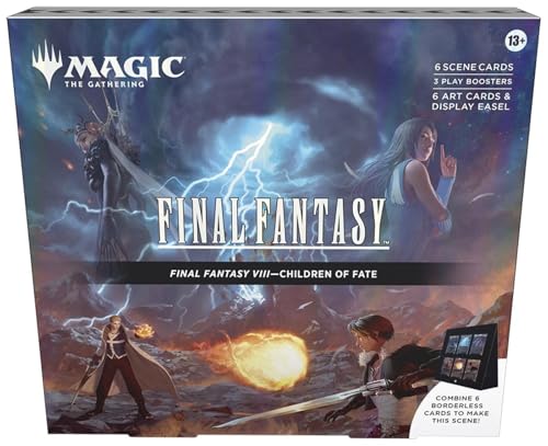 Magic: The Gathering - Final Fantasy VIII Scene Box - Children of Fate | 6 Foil Borderless Scene Cards, 6 Art Cards, 3 Play Boosters + 1 Display Easel