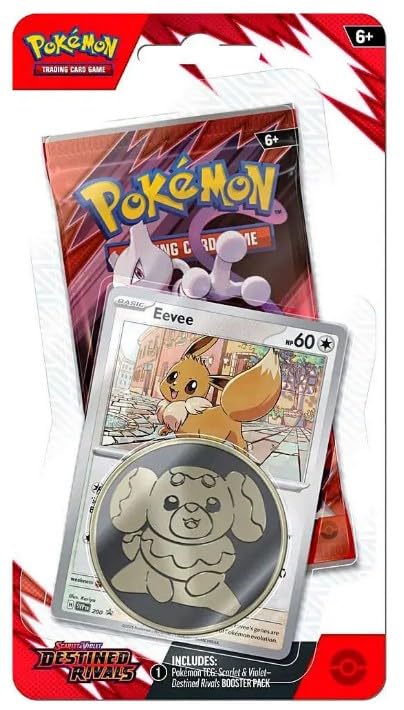 Pokemon TCG Trading Card Game Scarlet and Violet Destined Rival Single Pack Booster with Coin and Promo Card (Eevee)