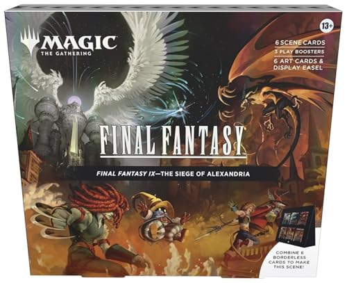 Magic: The Gathering - Final Fantasy IX Scene Box - The Siege of Alexandria | 6 Foil Borderless Scene Cards, 6 Art Cards, 3 Play Boosters + 1 Display Easel