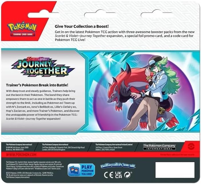 Pokemon Trading Card Game TCG Scarlet & Violet Journey Together Three Booster Blister Packs (Scrafty Promo Card)