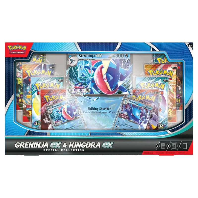 Pokemon TCG Greninja EX & Kingdra EX Special Collection Box - 8 Packs, Promo Cards