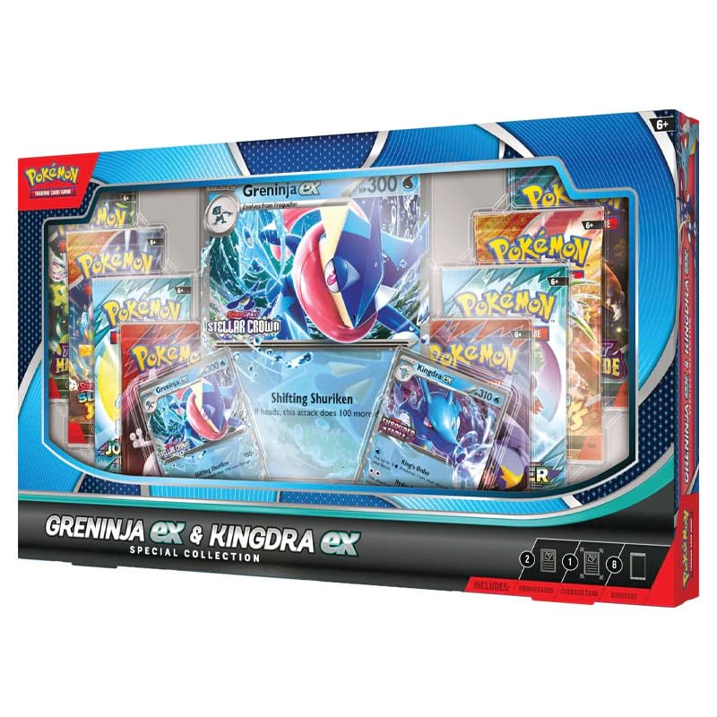 Pokemon TCG Greninja EX & Kingdra EX Special Collection Box - 8 Packs, Promo Cards