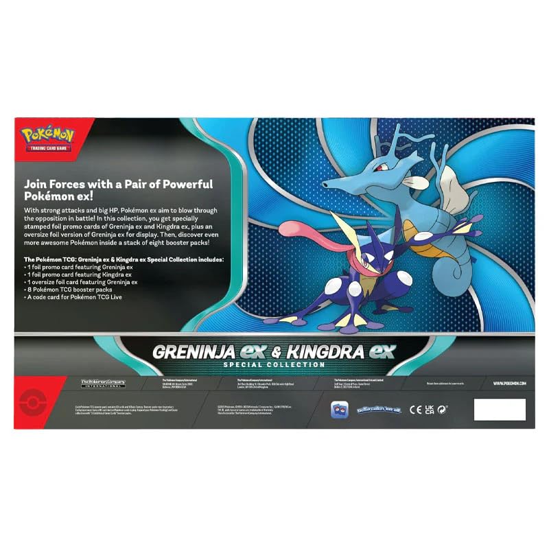 Pokemon TCG Greninja EX & Kingdra EX Special Collection Box - 8 Packs, Promo Cards