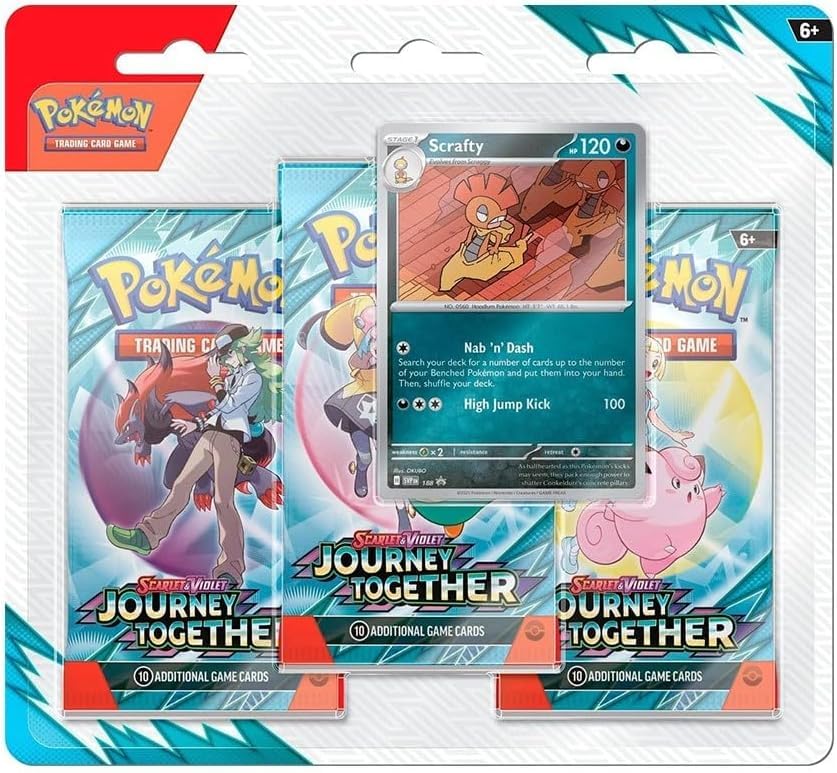 Pokemon Trading Card Game TCG Scarlet & Violet Journey Together Three Booster Blister Packs (Scrafty Promo Card)