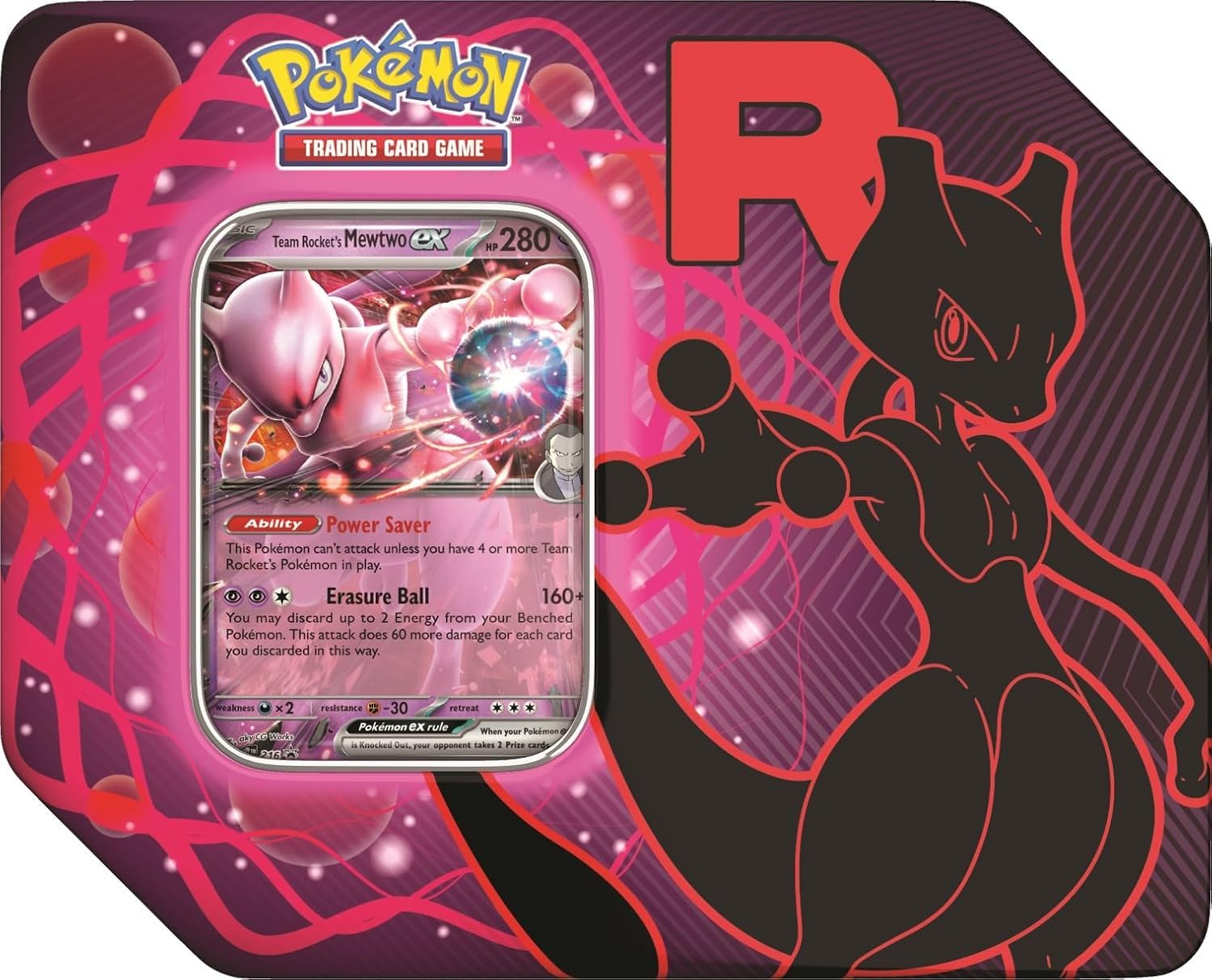 Pokemon Trading Card Game Team Rocket Collector Tin with 5 Booster Packs and Promo Card (Mewtwo)
