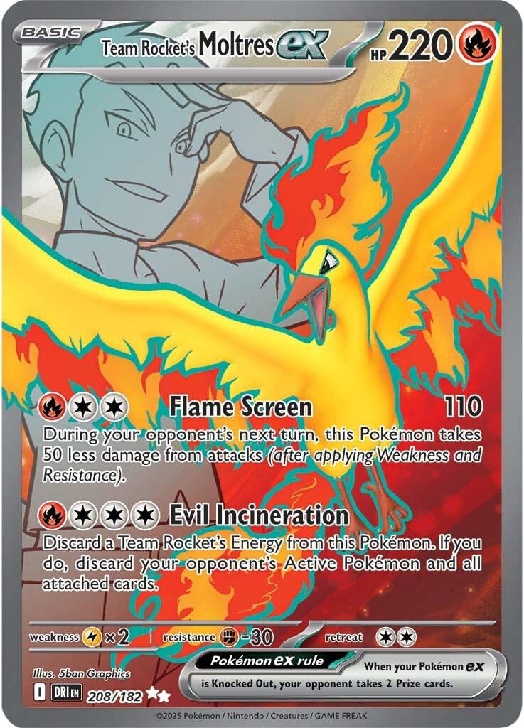 Pokemon - Team Rocket’s Moltres ex 208/182 – Destined Rivals – Full Art – Ultra Rare – Foil Pokemon Card