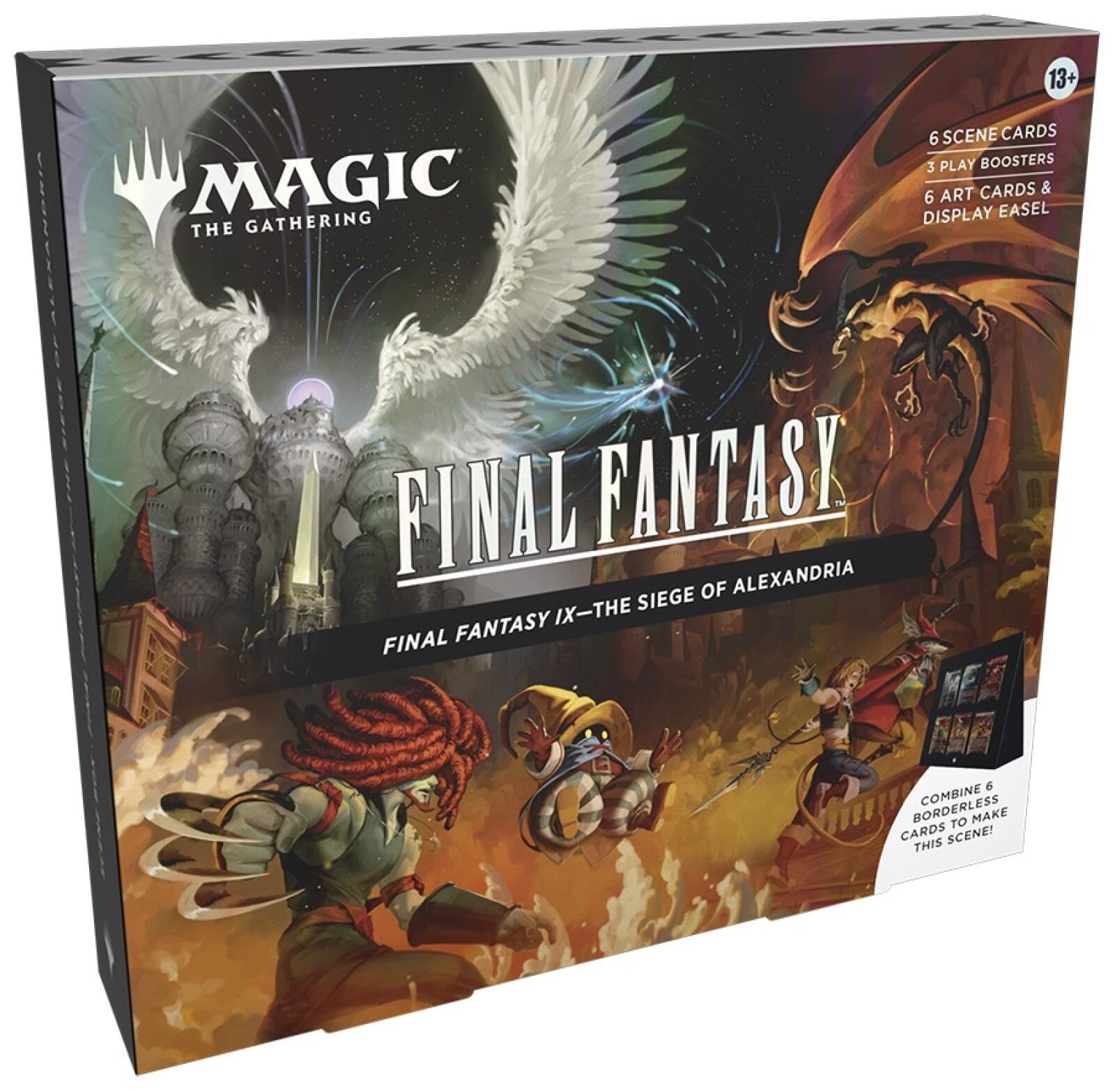 Magic: The Gathering - Final Fantasy IX Scene Box - The Siege of Alexandria | 6 Foil Borderless Scene Cards, 6 Art Cards, 3 Play Boosters + 1 Display Easel