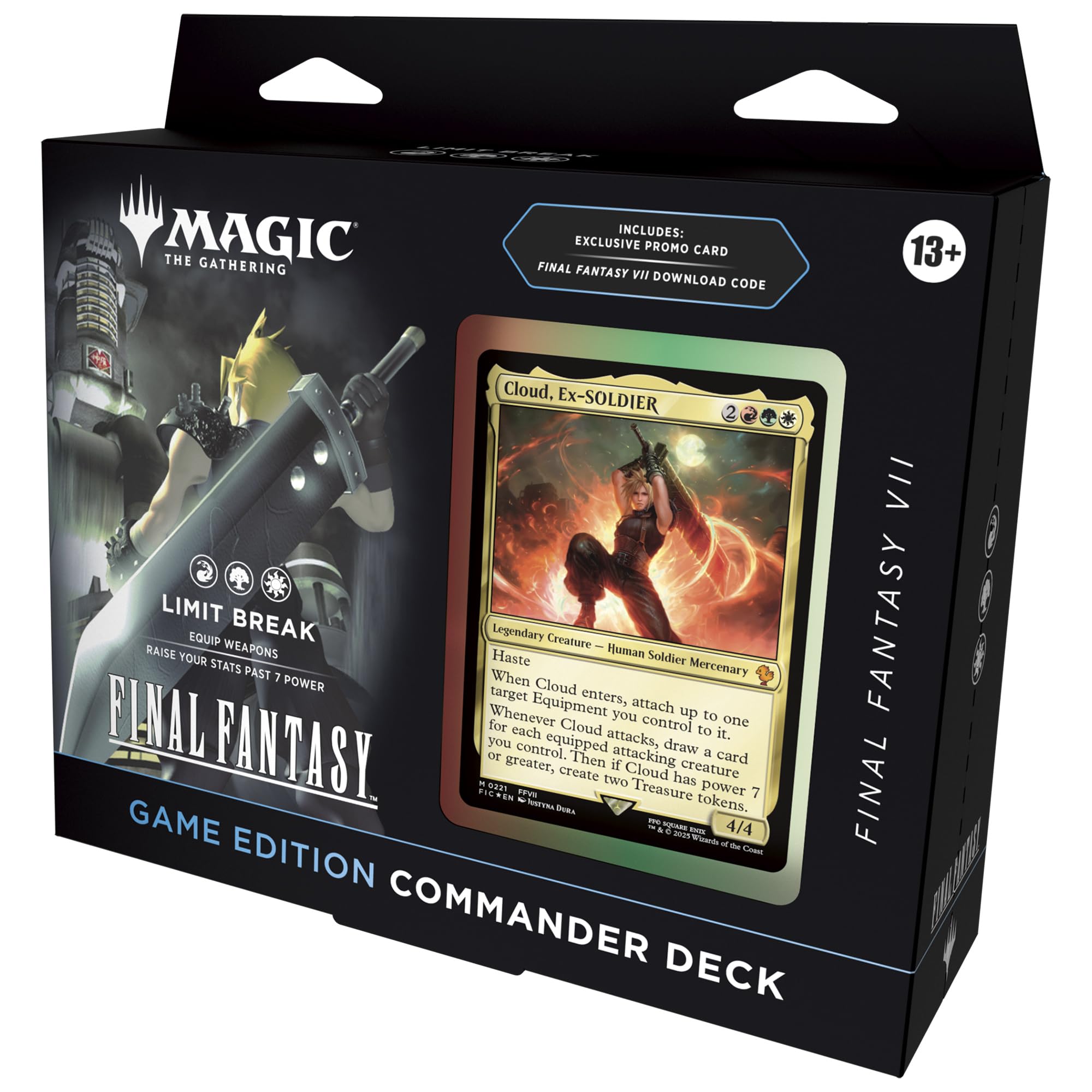 Magic: The Gathering Final Fantasy VII Commander Deck - Game Edition (Limit Break Commander Deck, Exclusive Promo Card, Final Fantasy VII Video Game Download Code, and Accessories)