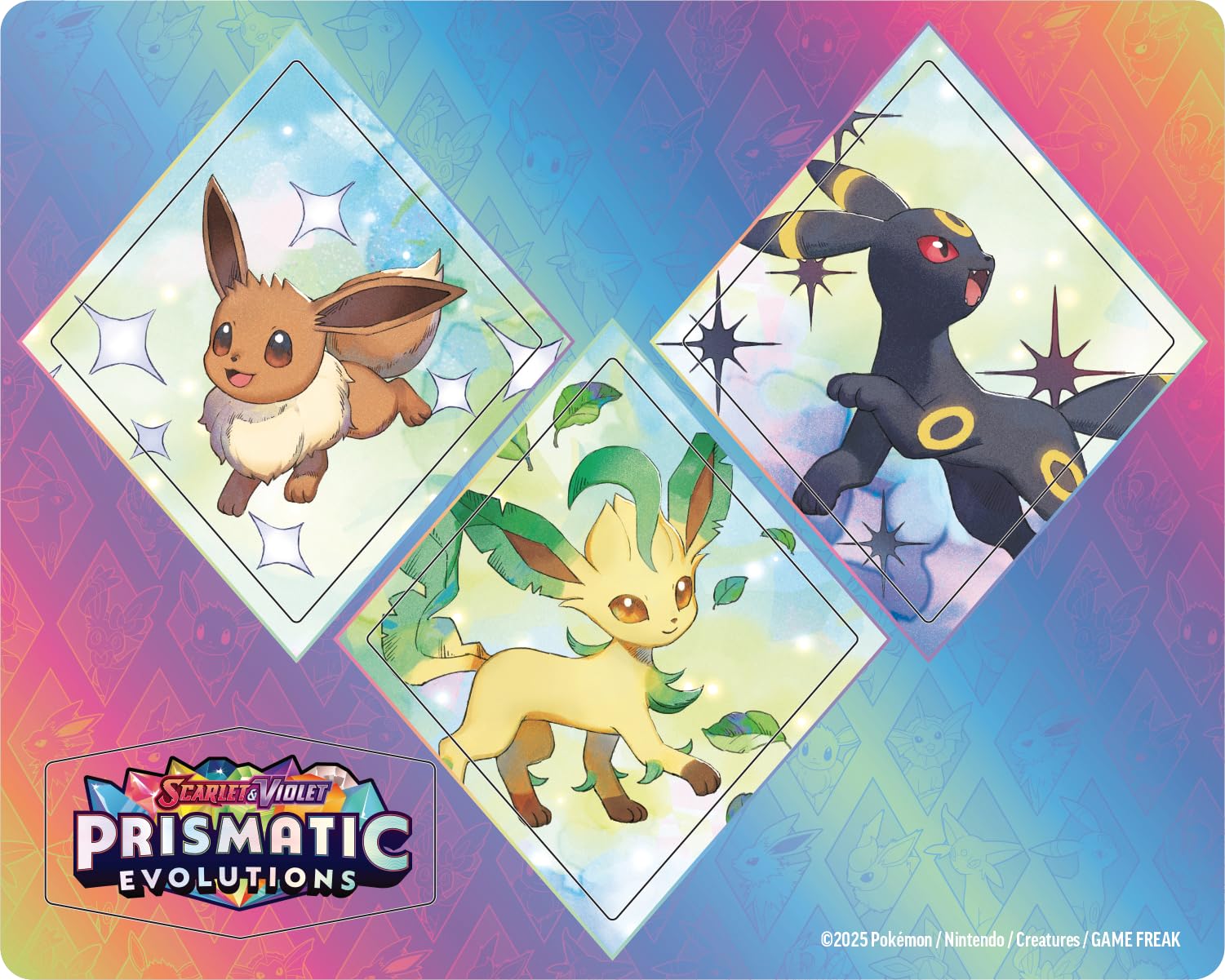 Pokemon TCG: Scarlet & Violet—Prismatic Evolutions Tech Sticker Collection – Leafeon (1 Foil Promo Card & 3 Booster Packs)