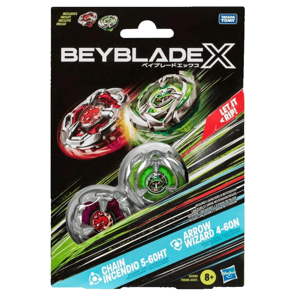 Beyblade X - Dual Pack Set - Chain Incendio 5-60HT and Arrow Wizard 4-60N
