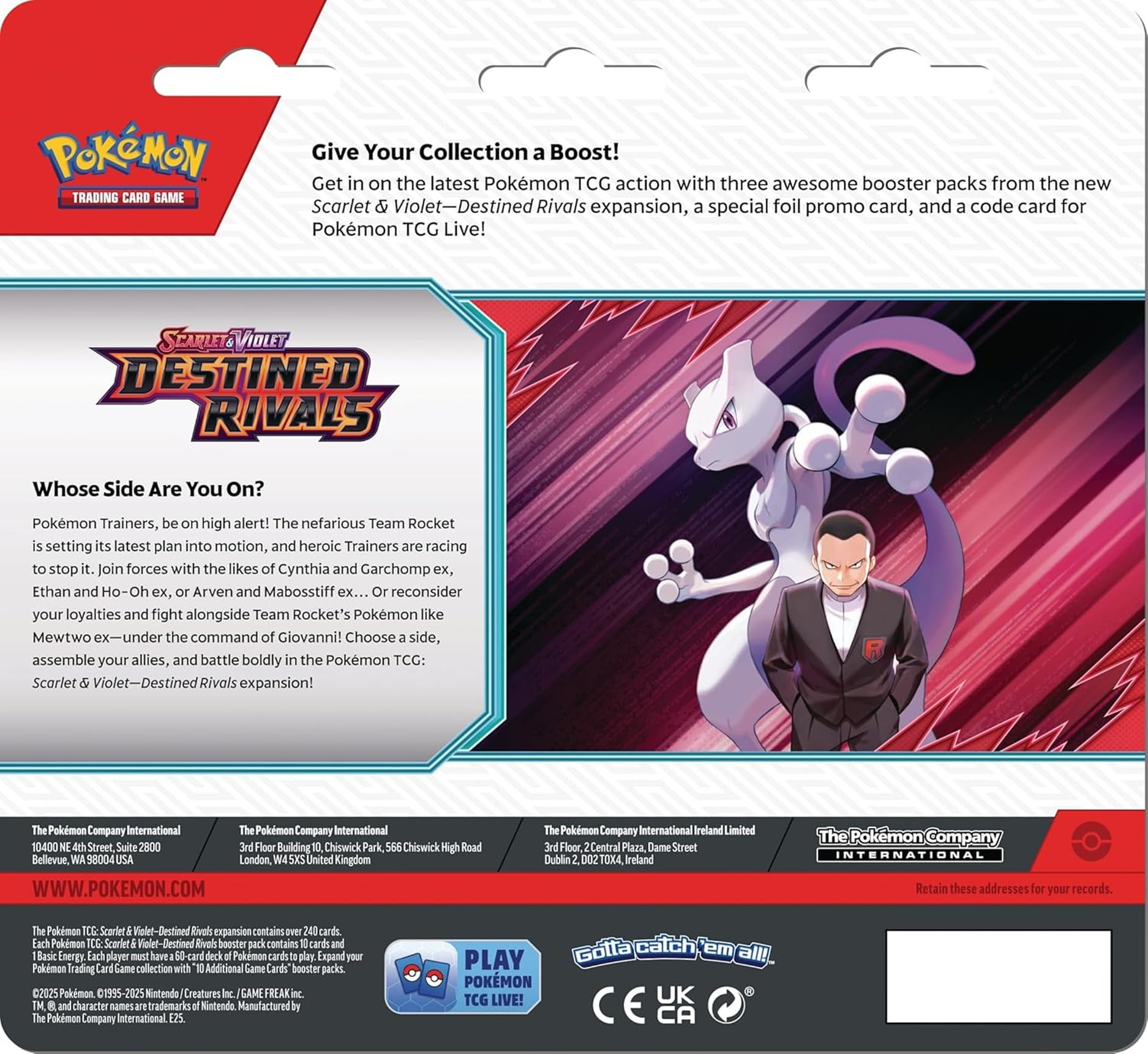 Pokemon TCG Scarlet & Violet Destined Rivals Three Booster Blister Pack (Receive one at Random)