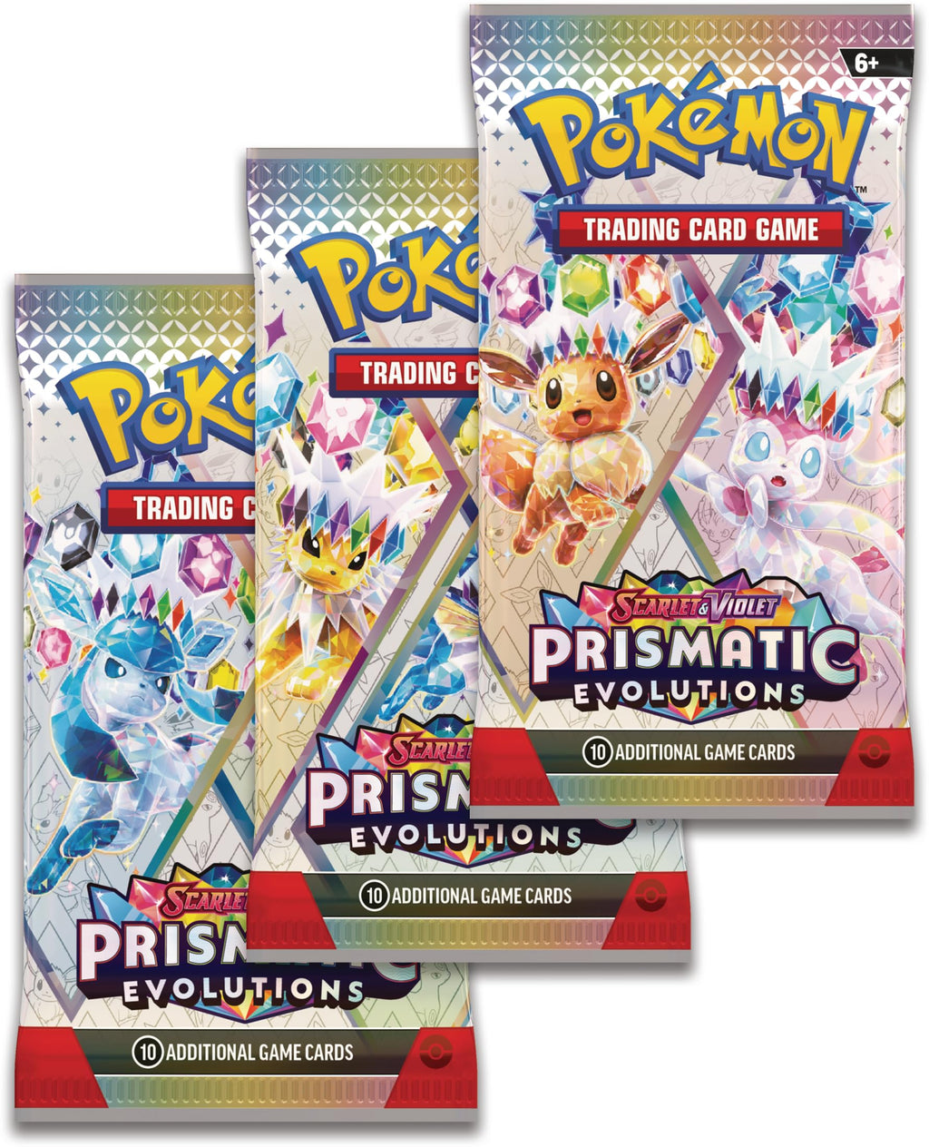 Pokemon TCG: Scarlet & Violet—Prismatic Evolutions Tech Sticker Collection – Glaceon (1 Foil Promo Card & 3 Booster Packs)