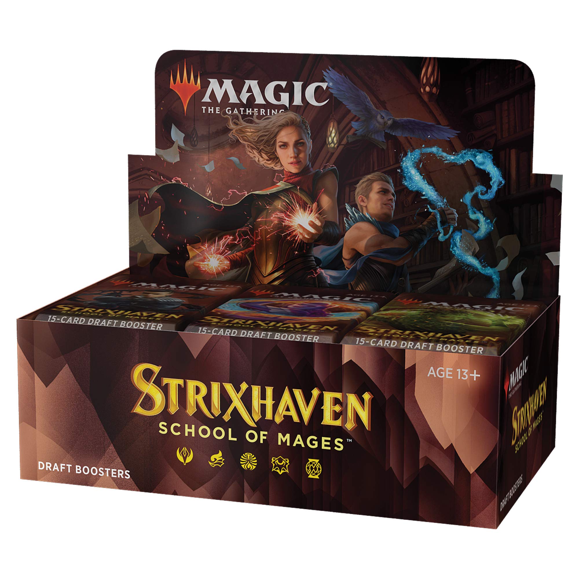 Magic The Gathering Strixhaven Draft Booster Box | 36 Packs (540 Magic Cards), Brown