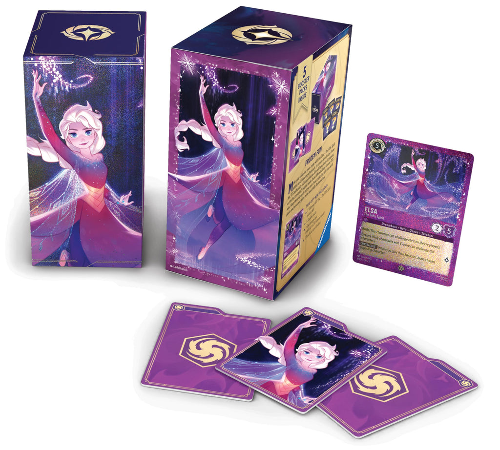 Ravensburger Disney Lorcana TCG: Elsa Gift Box – 5 Booster Packs, The Fifth Spirit Promo Card & Storage Box for 252 Cards | Trading Card Game & Disney Collectible | Ages 8+
