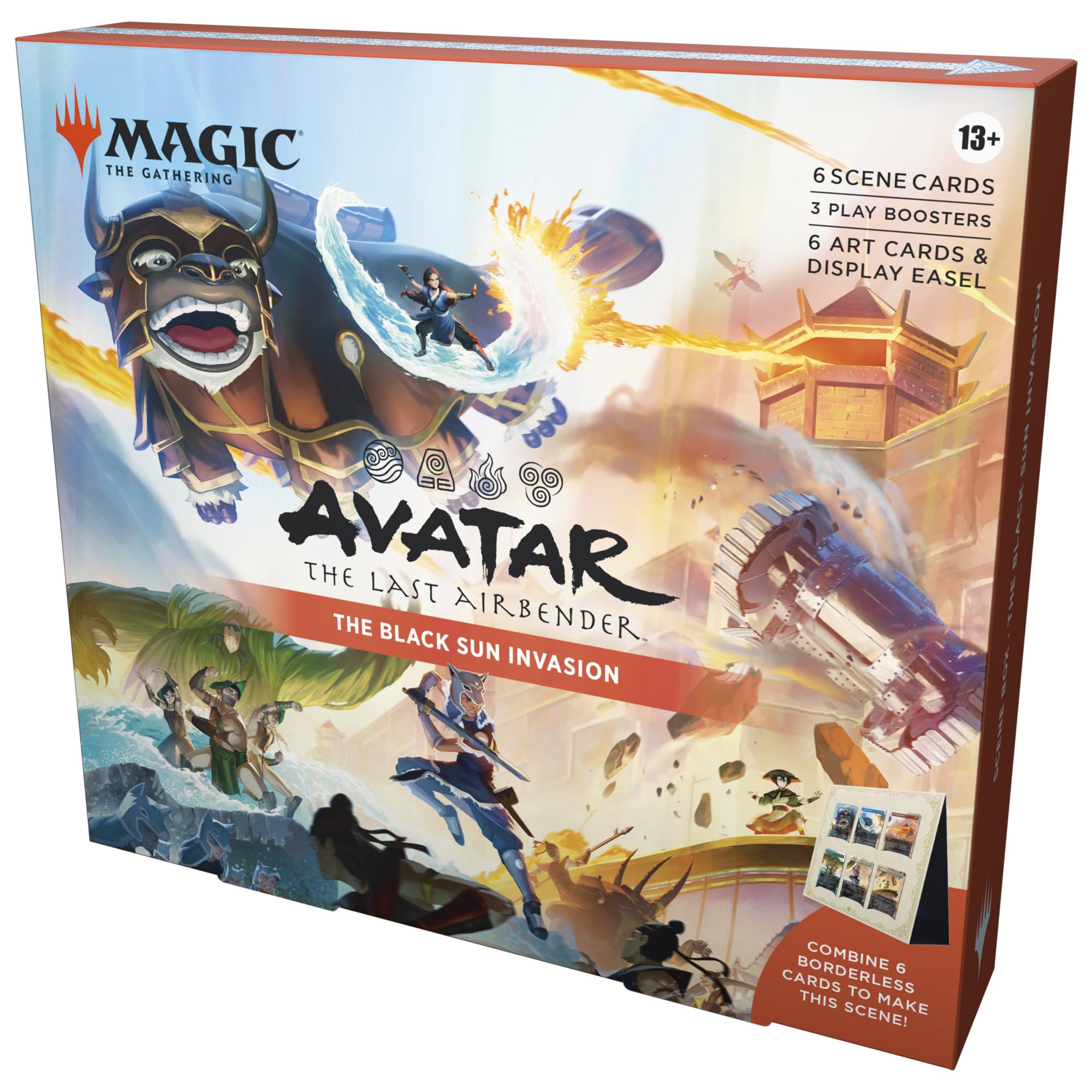 Magic: The Gathering | Avatar: The Last Airbender Scene Box 1 - The Black Sun Invasion | 6 Foil Borderless Scene Cards, 6 Art Cards, 3 Play Boosters + Display Easel