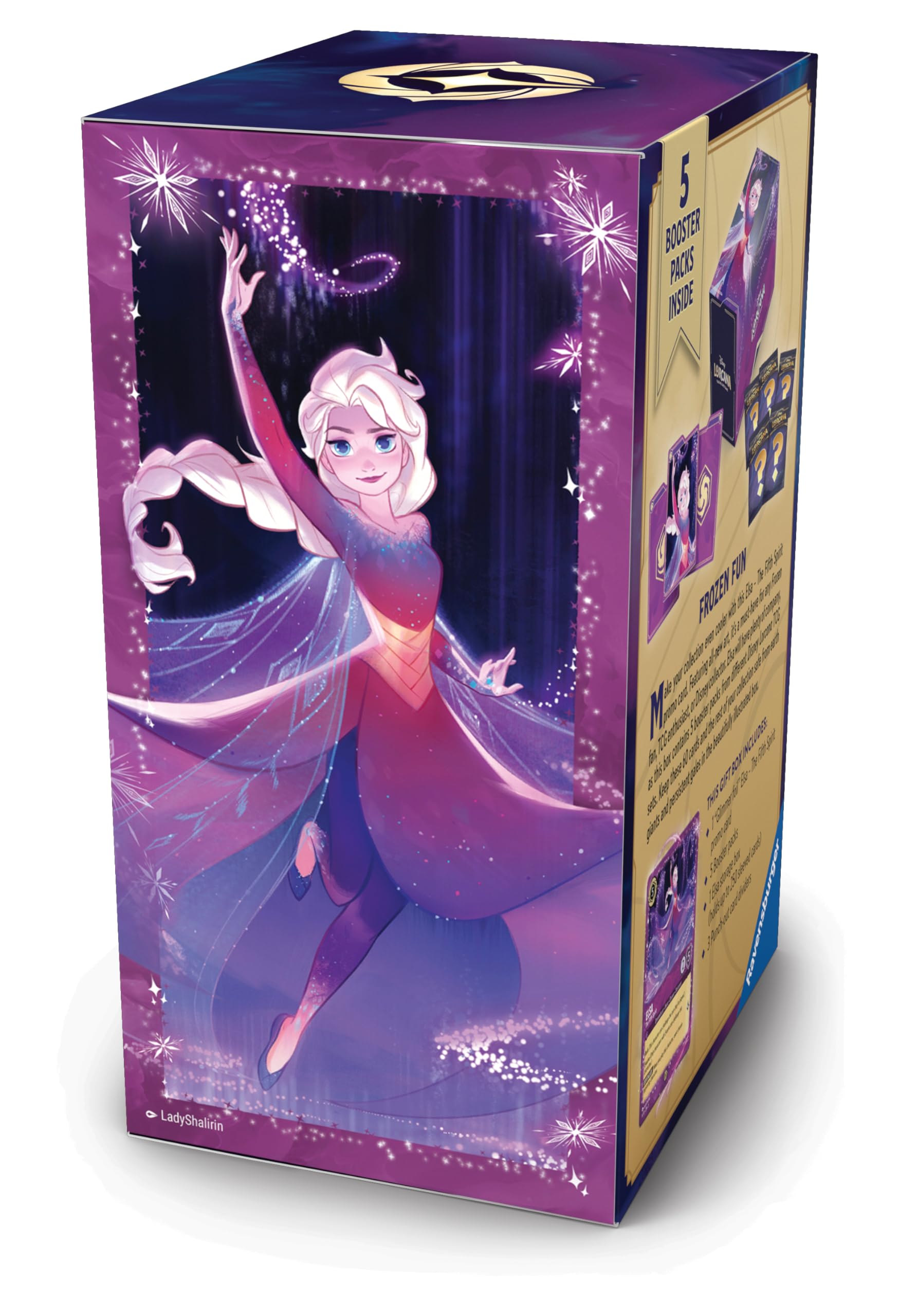 Ravensburger Disney Lorcana TCG: Elsa Gift Box – 5 Booster Packs, The Fifth Spirit Promo Card & Storage Box for 252 Cards | Trading Card Game & Disney Collectible | Ages 8+