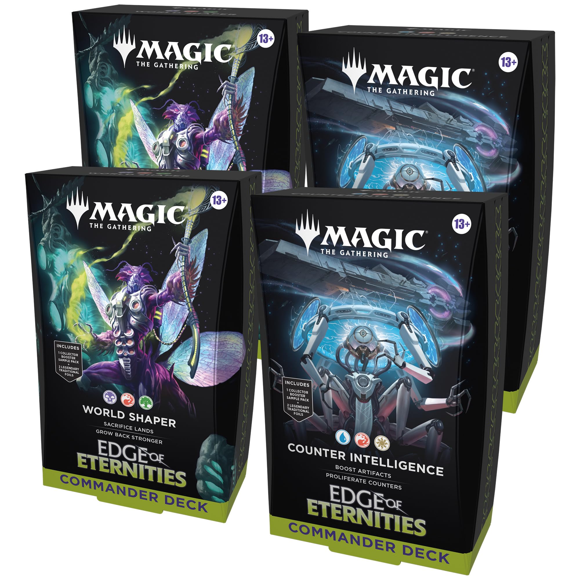 Magic: The Gathering Edge of Eternities Commander Deck Bundle - 2 of Each Deck (2 World Shaper + 2 Counter Intelligence)