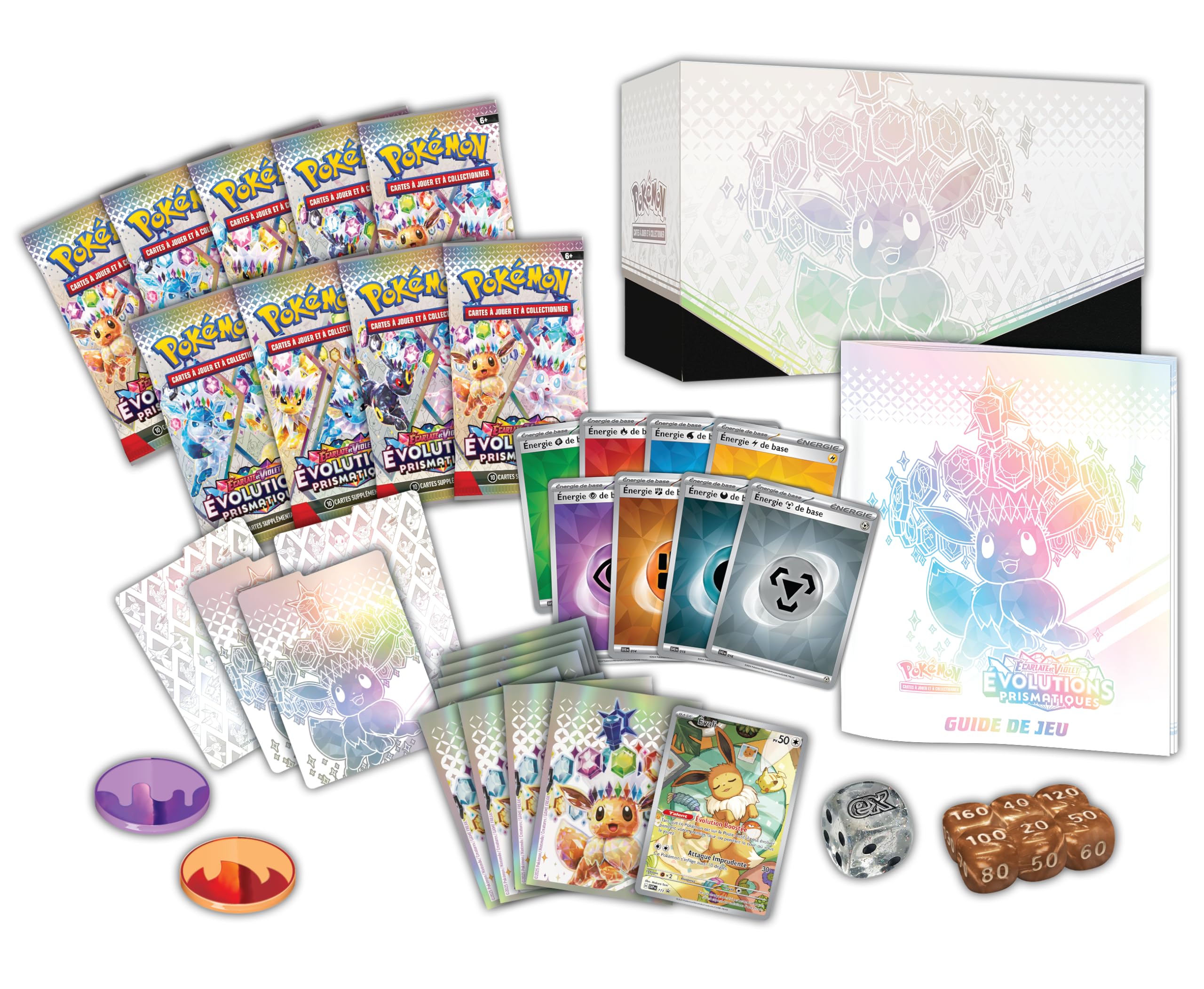 Pokemon Scarlet & Purple Elite Trainer Set - Prismatic Evolutions of The Pokemon TCG (1 Fully Illustrated Promo Card, 9 Booster Packs & Premium Game Accessories)