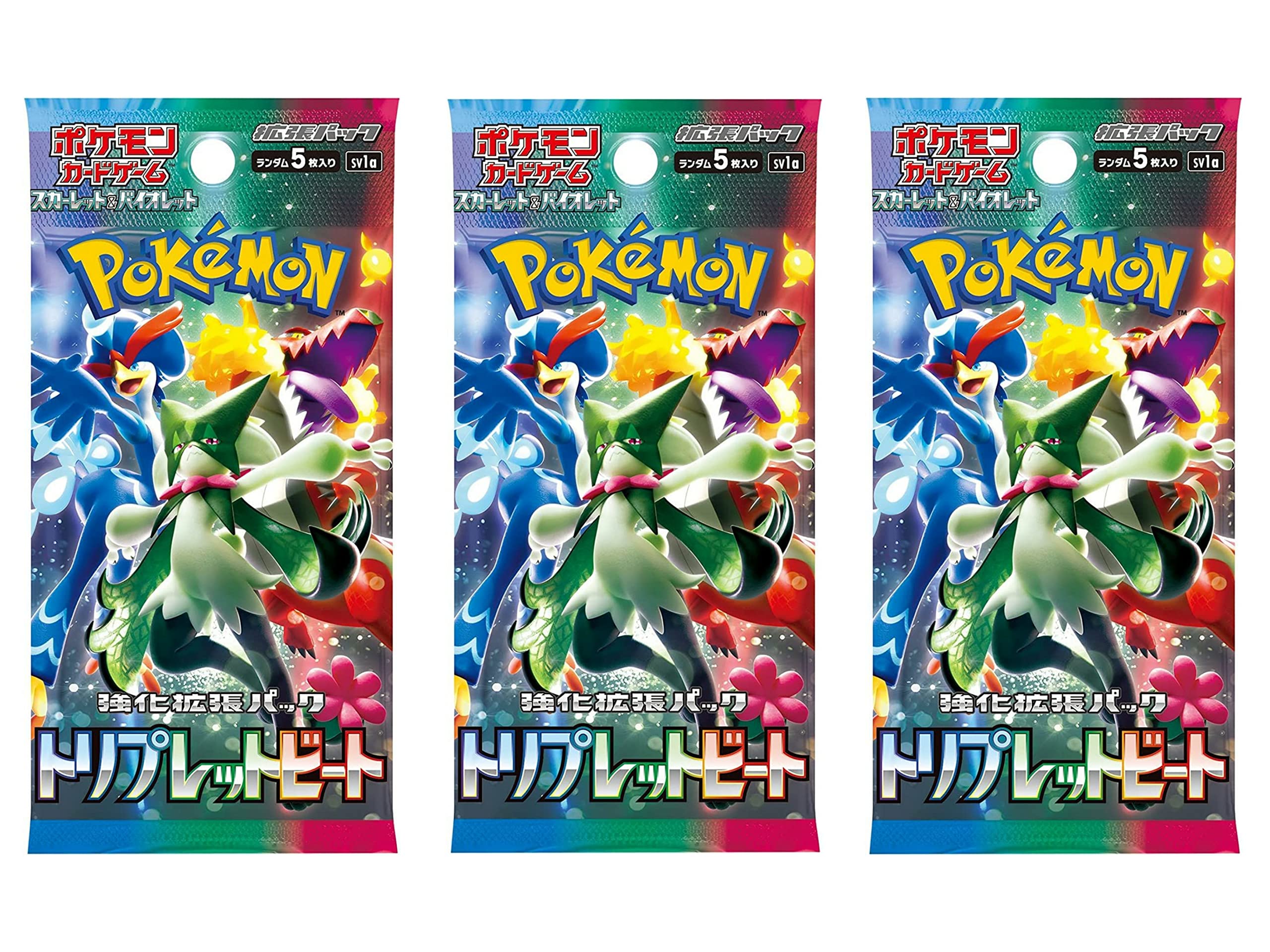 (3 Packs) Pokemon Card Game TCG Japanese Scarlet & Violet SV1a Triple Beat Booster (3X5 Cards Included)