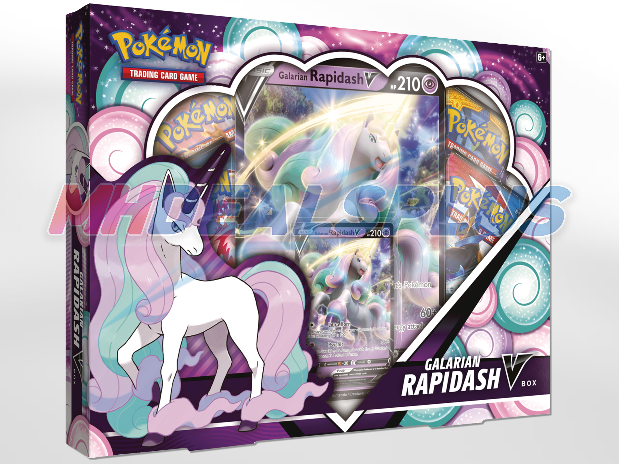 Pokemon TCG: Galarian Rapidash V Collection Box - 4 Booster Packs