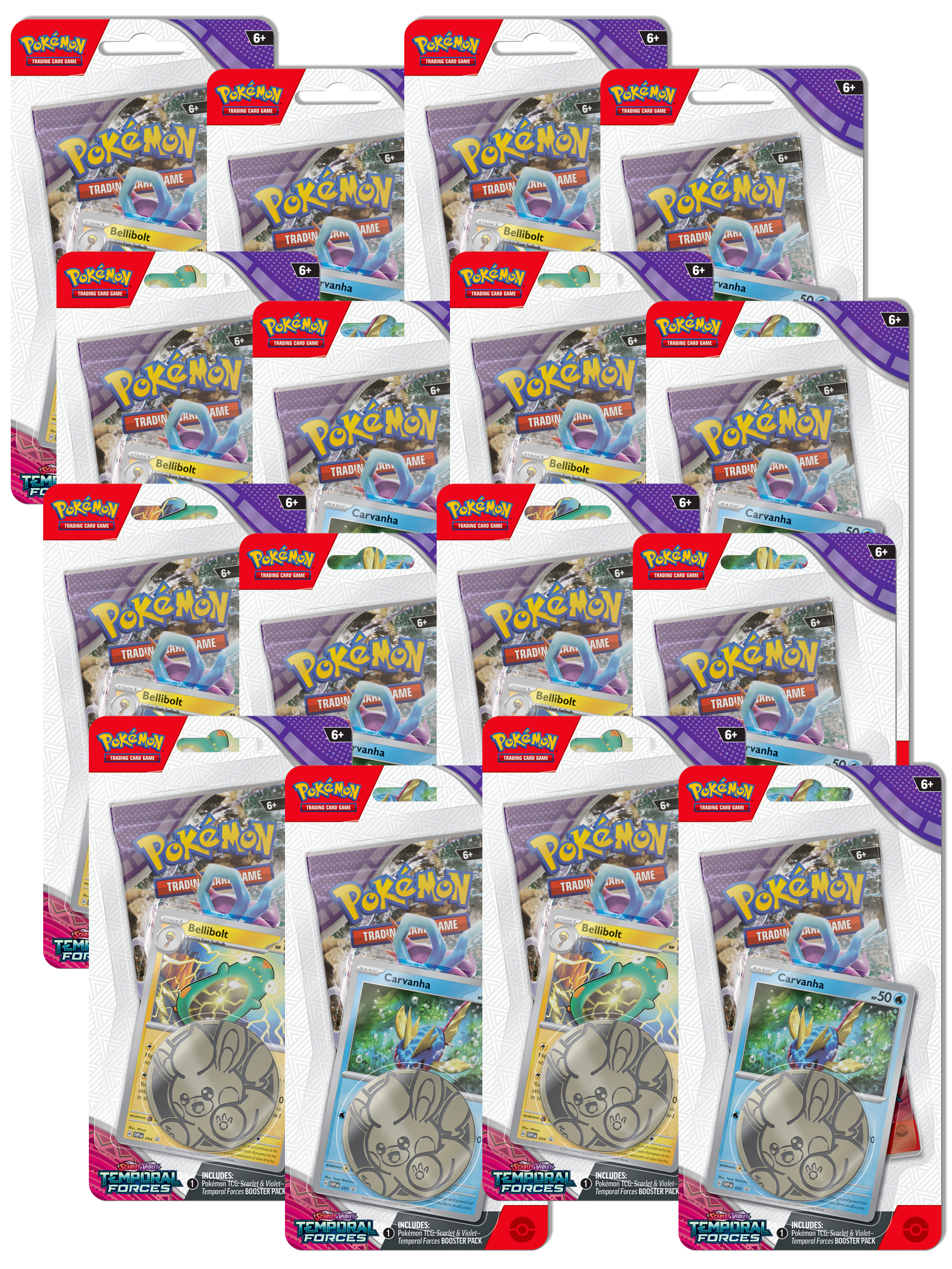 Pokemon Temporal Forces Checklane Blister Pack Sealed Case | 16 Booster Packs