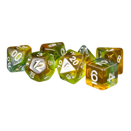 Fanroll - 16mm Resin Polyhedral Dice Set - Yellow Aurora