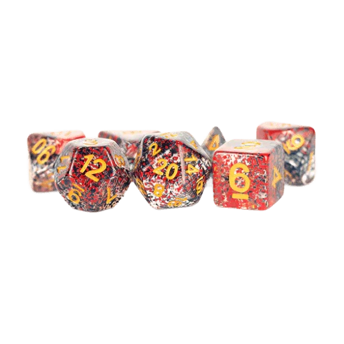 Fanroll - 16mm Resin Polyhedral Dice Set - Particle: Red/Black