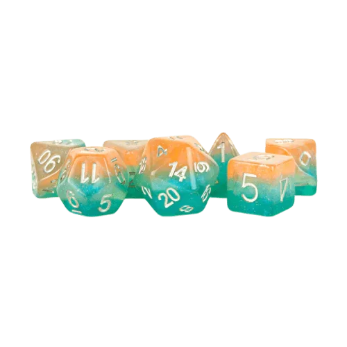 Fanroll - 16mm Resin Polyhedral Dice Set - Layered Stardust Sunset
