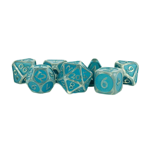 Fanroll - 16mm Enamel Acrylic Poly Dice Set - Ice with Blue Enamel
