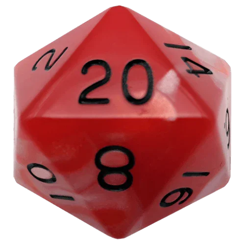 Fanroll - 35mm Mega Acrylic D20 - Red/White with Black Numbers