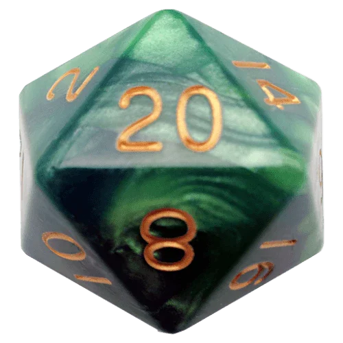 Fanroll - 35mm Mega Acrylic D20 - Green/Light Green with Gold Numbers