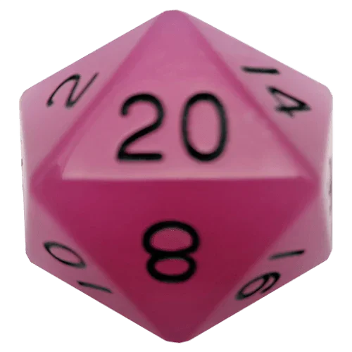 Fanroll - 35mm Mega Acrylic D20 - Glow Purple with Black Numbers