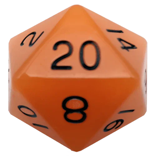 Fanroll - 35mm Mega Acrylic D20 - Glow Orange with Black Numbers