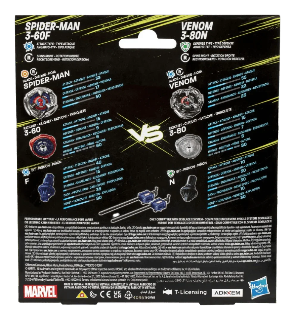 Beyblade X - Marvel - Spider-Man 3-60F vs Venom 3-80N