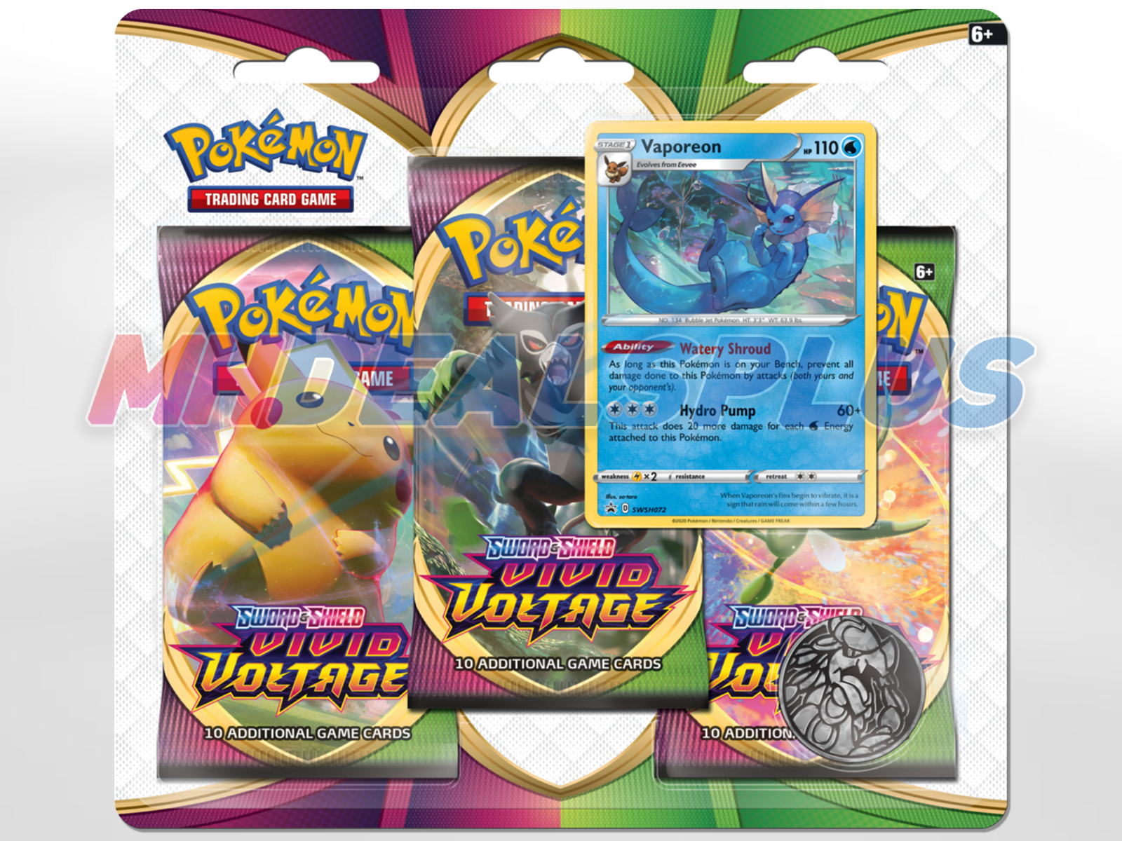 Pokemon TCG Sword & Shield Vivid Voltage 3-Pack Blister Sealed Case - 24 Blister Packs